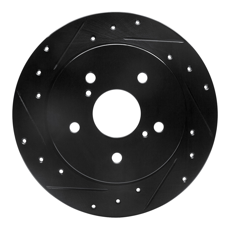 Picture of R1 10-13 Suzuki Kizashi Rear Left Drilled & Slotted Black Brake Rotor