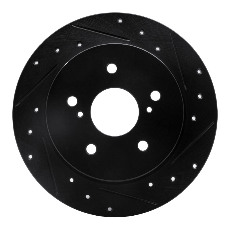 Picture of R1 10-13 Suzuki Kizashi Rear Right Drilled & Slotted Black Brake Rotor