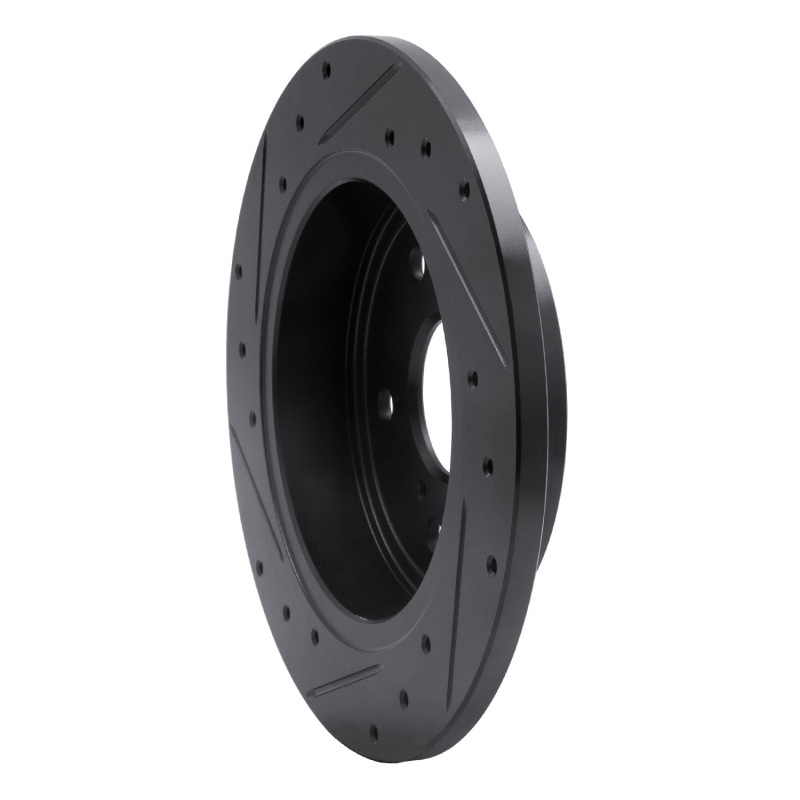 Picture of R1 10-13 Suzuki Kizashi Rear Right Drilled & Slotted Black Brake Rotor