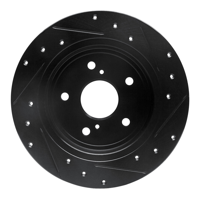 Picture of R1 10-13 Suzuki Kizashi Rear Left Drilled & Slotted Black Brake Rotor