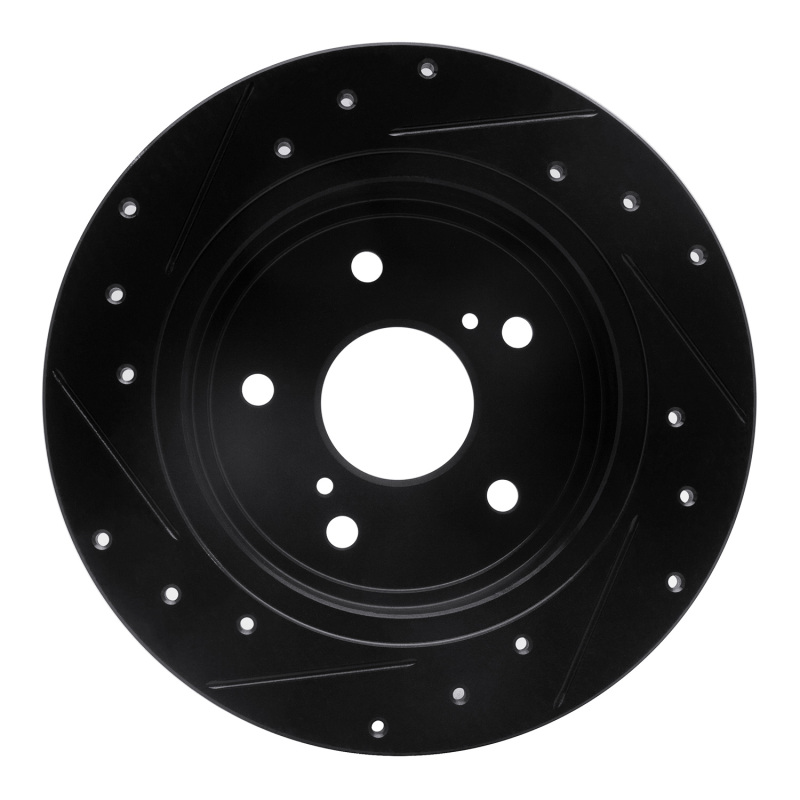 Picture of R1 10-13 Suzuki Kizashi Rear Right Drilled & Slotted Black Brake Rotor
