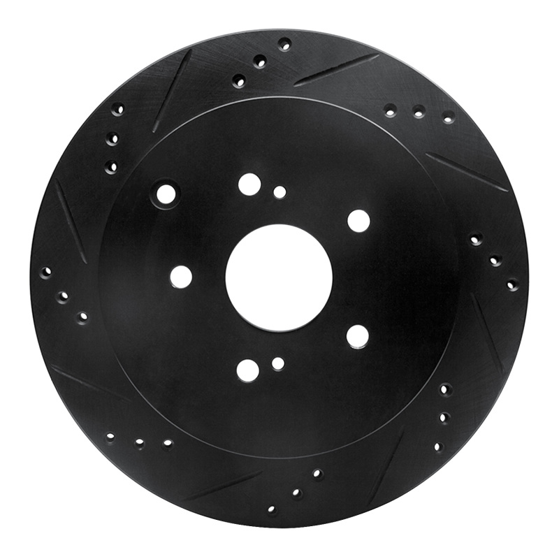Picture of R1 09-17 Suzuki Grand Vitara Rear Left Drilled & Slotted Black Brake Rotor