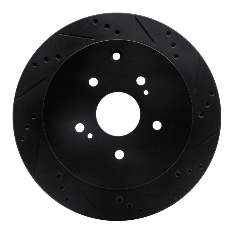 Picture of R1 09-17 Suzuki Grand Vitara Rear Right Drilled & Slotted Black Brake Rotor