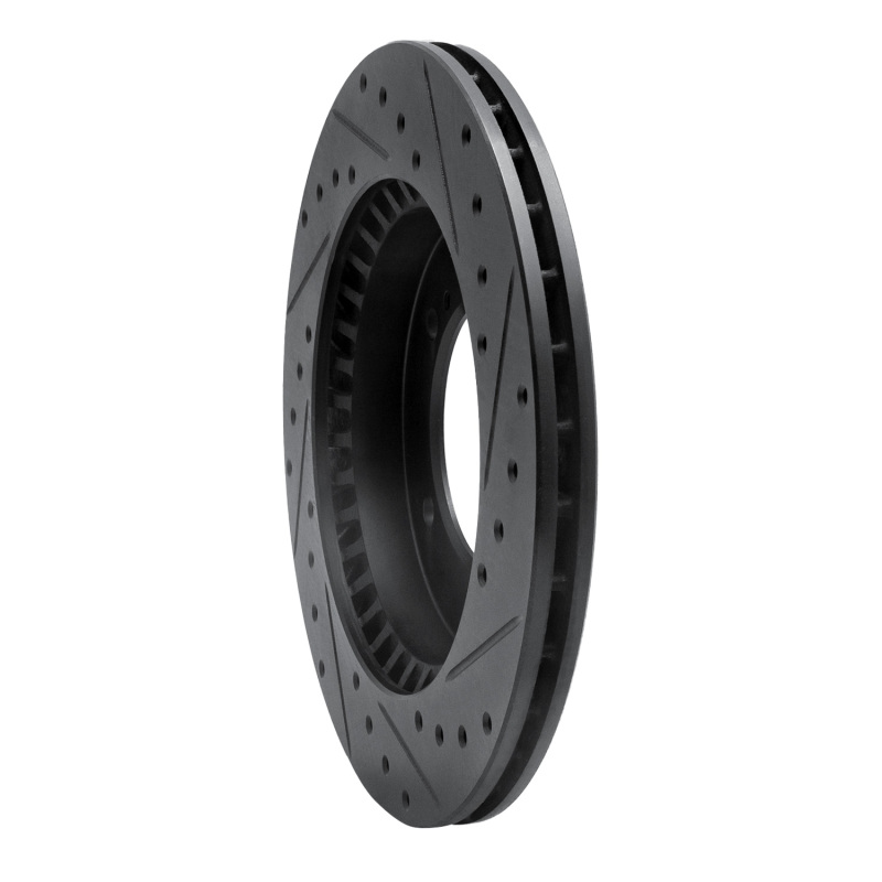 Picture of R1 96-98 Suzuki Sidekick Front Left Drilled & Slotted Black Brake Rotor