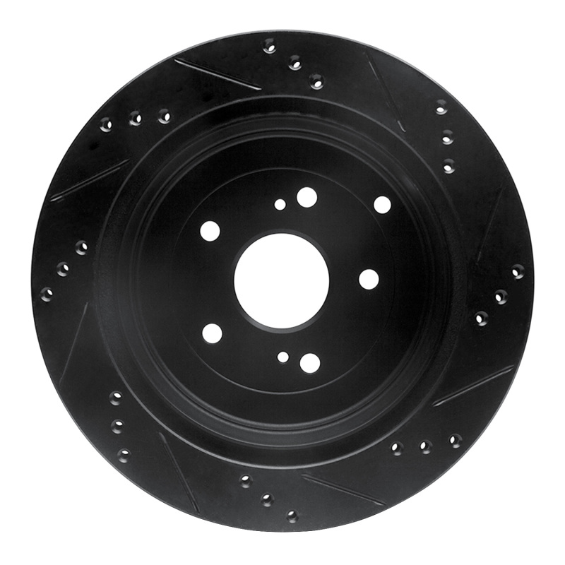 Picture of R1 09-17 Suzuki Grand Vitara Rear Left Drilled & Slotted Black Brake Rotor