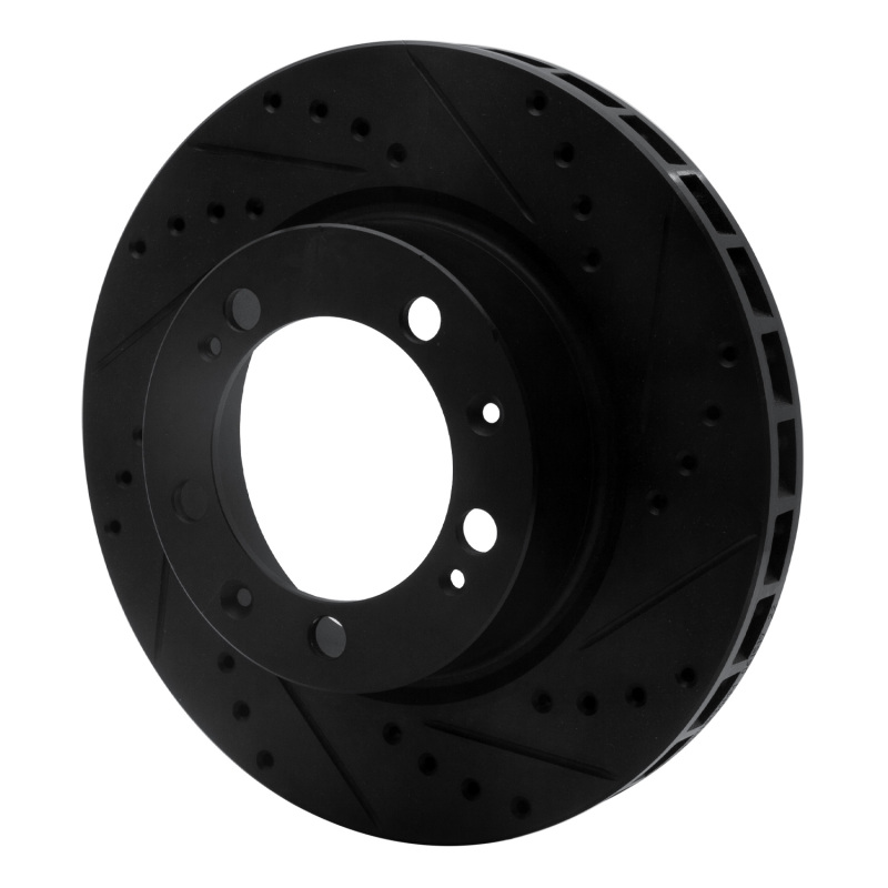 Picture of R1 86-91 Porsche 944 Except Turbo Left Front Drilled & Slotted Black Brake Rotor