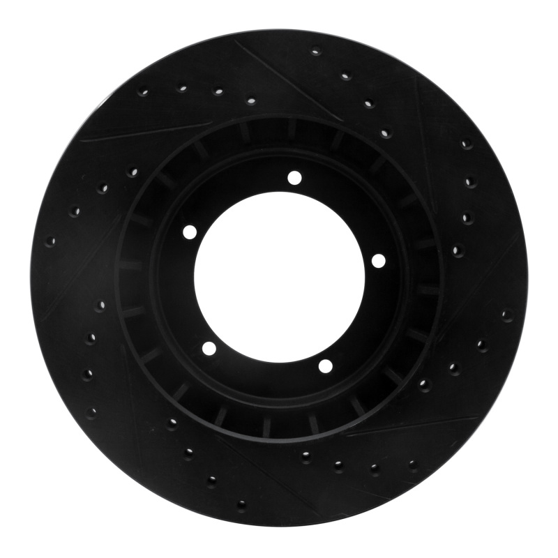 Picture of R1 86-86 Porsche 944 Turbo Front Left Drilled & Slotted Black Brake Rotor