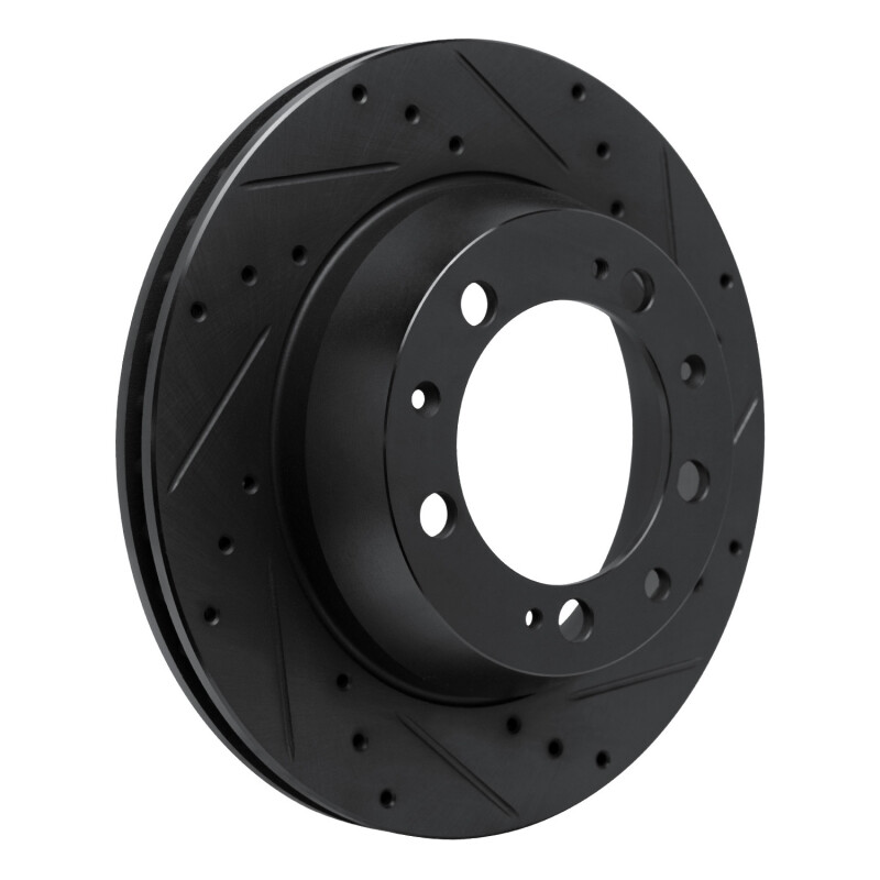 Picture of R1 86-95 Porsche 944 Turbo Rear Right Drilled & Slotted Black Brake Rotor