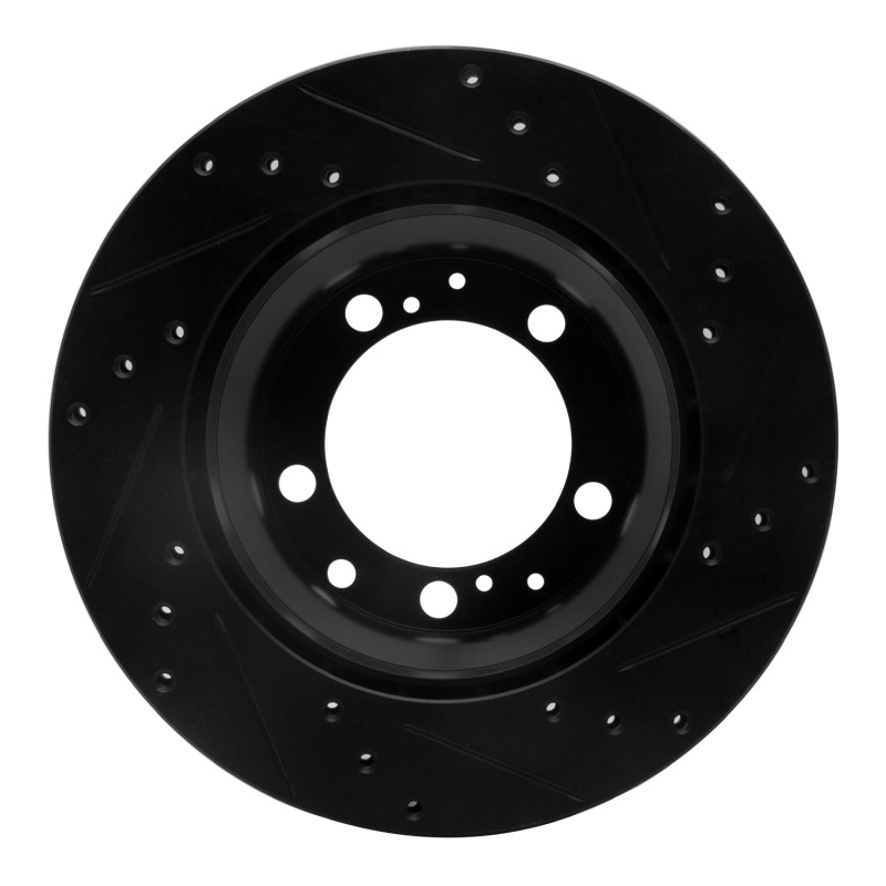 Picture of R1 87-97 Porsche 944 Except Turbo Rear Left Drilled & Slotted Black Brake Rotor