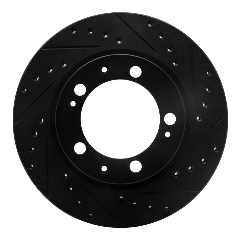 Picture of R1 89-97 Porsche 911 Front Right Drilled & Slotted Black Brake Rotor
