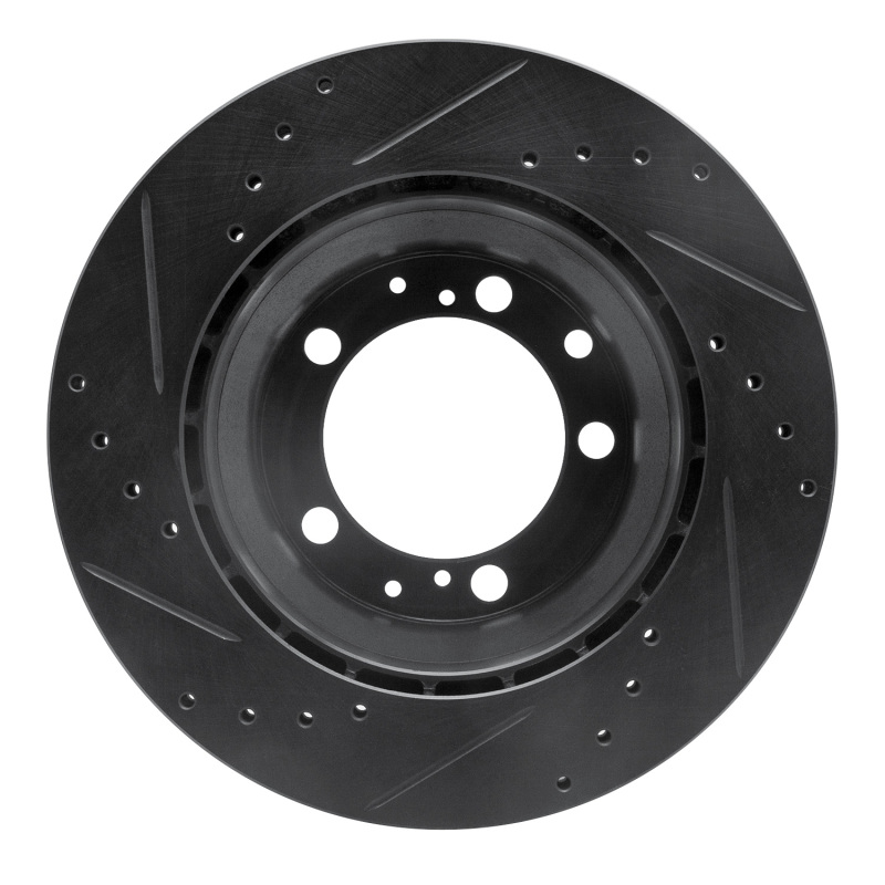 Picture of R1 87-97 Porsche 944 Except Turbo Rear Right Drilled & Slotted Black Brake Rotor