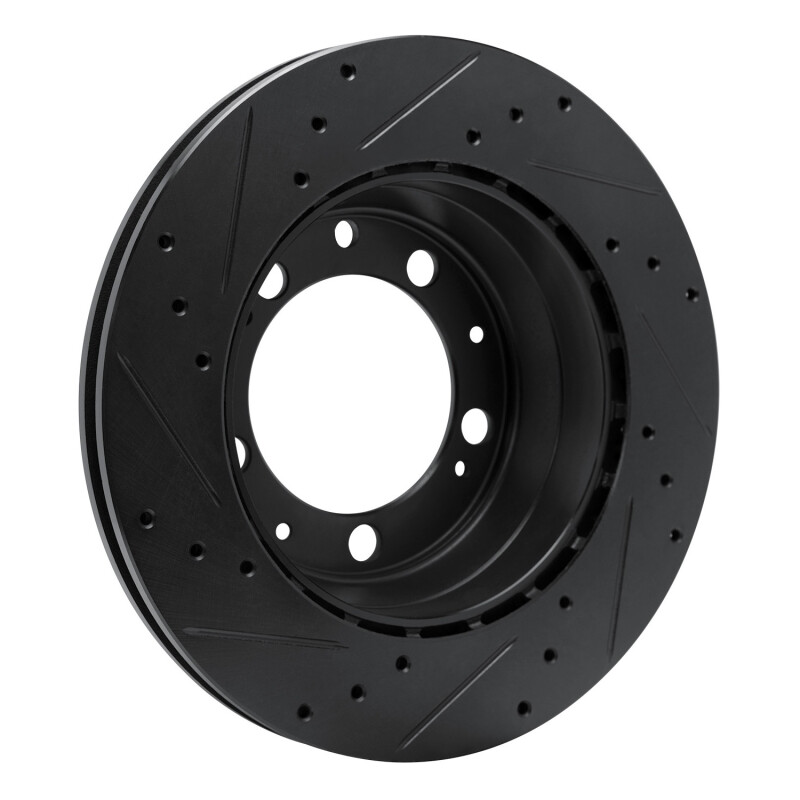 Picture of R1 86-95 Porsche 944 Turbo Rear Right Drilled & Slotted Black Brake Rotor