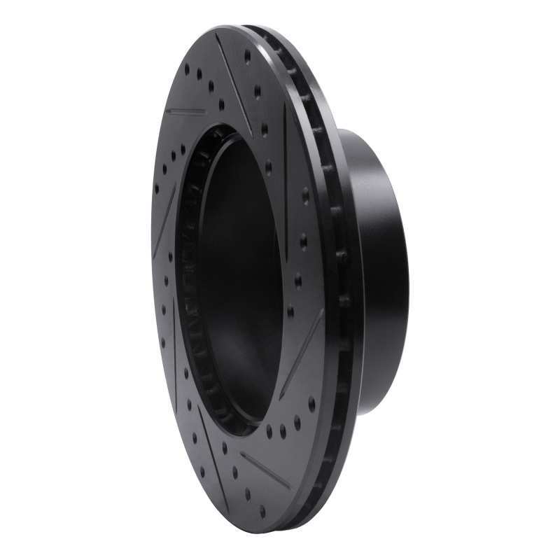 Picture of R1 87-89 Porsche 944 Except Turbo Front Left Drilled & Slotted Black Brake Rotor