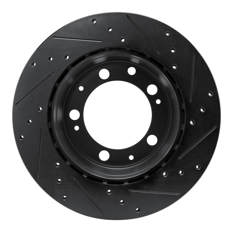 Picture of R1 86-95 Porsche 928 Rear Left Drilled & Slotted Black Brake Rotor