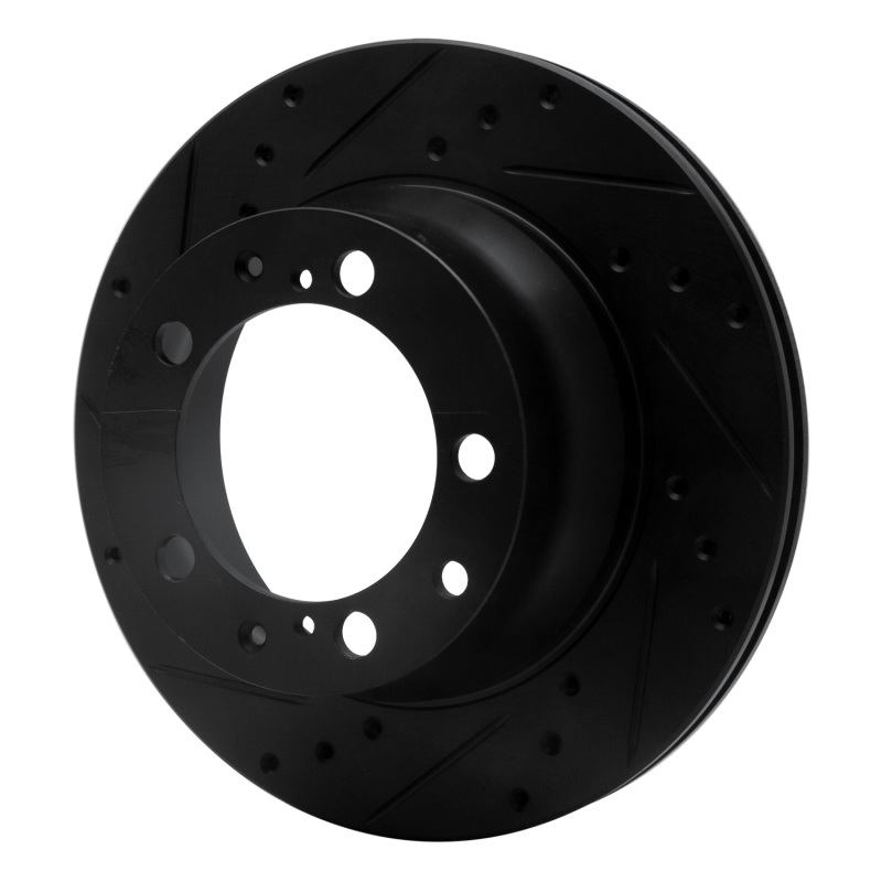 Picture of R1 87-97 Porsche 944 Except Turbo Rear Left Drilled & Slotted Black Brake Rotor
