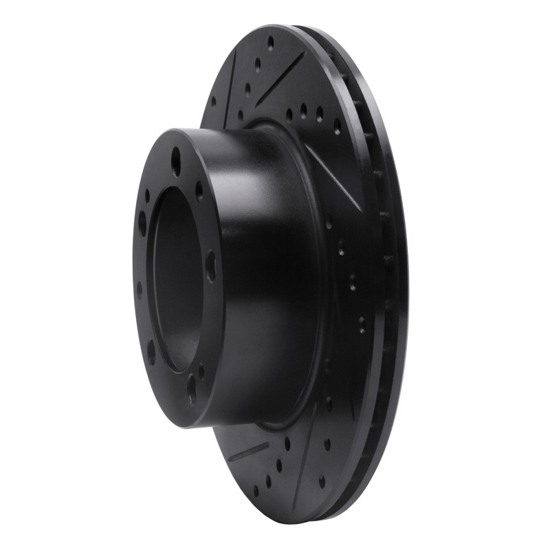 Picture of R1 87-89 Porsche 944 Except Turbo Front Left Drilled & Slotted Black Brake Rotor