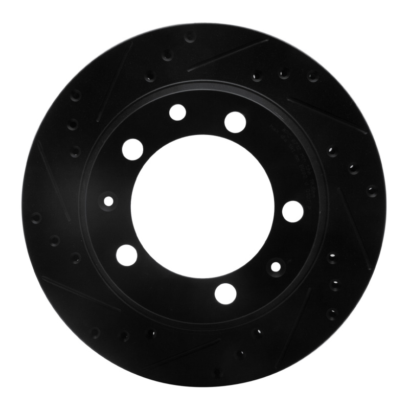 Picture of R1 87-89 Porsche 944 Except Turbo Rear Left Drilled & Slotted Black Brake Rotor
