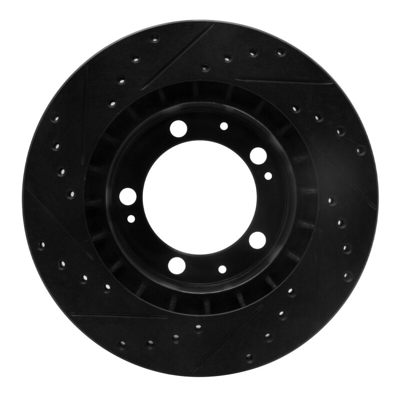 Picture of R1 89-97 Porsche 911 Front Right Drilled & Slotted Black Brake Rotor