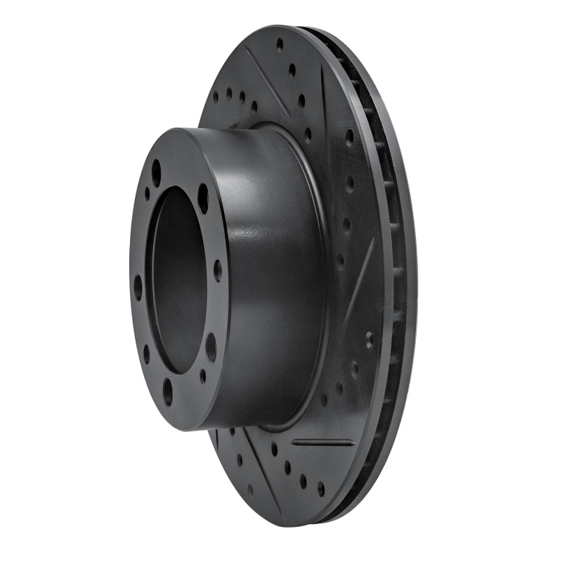 Picture of R1 87-89 Porsche 944 Except Turbo Front Right Drilled & Slotted Black Brake Rotor