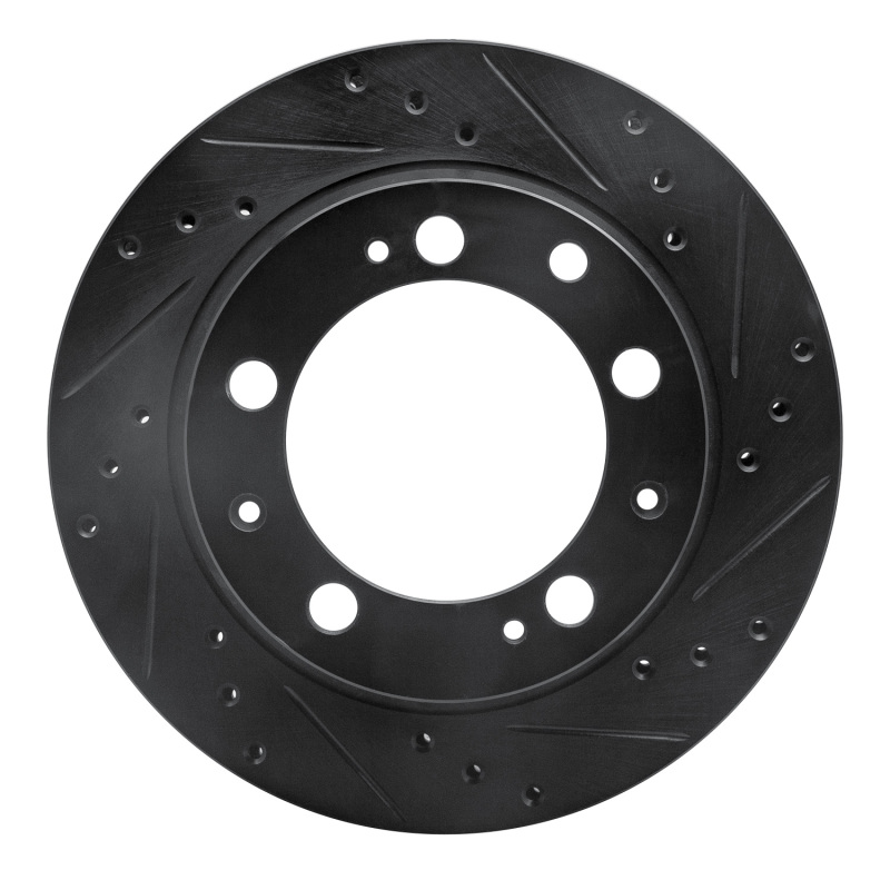 Picture of R1 87-89 Porsche 944 Except Turbo Rear Right Drilled & Slotted Black Brake Rotor