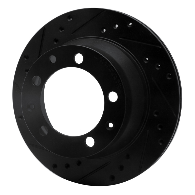 Picture of R1 87-89 Porsche 944 Except Turbo Rear Left Drilled & Slotted Black Brake Rotor
