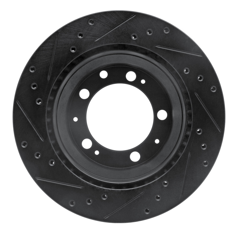 Picture of R1 87-89 Porsche 944 Except Turbo Rear Right Drilled & Slotted Black Brake Rotor