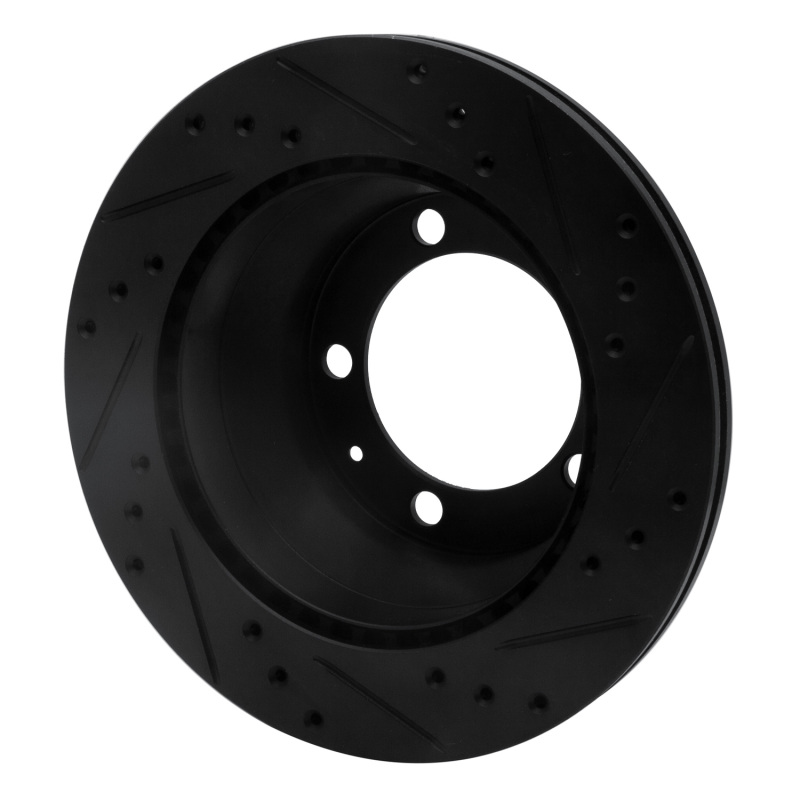 Picture of R1 87-89 Porsche 944 Except Turbo Rear Left Drilled & Slotted Black Brake Rotor
