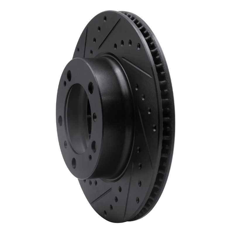 Picture of R1 97-04 Porsche Boxster Front Left Drilled & Slotted Black Brake Rotor