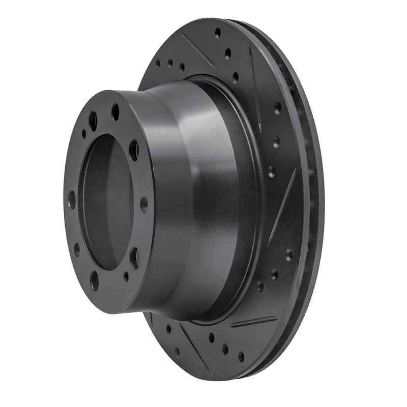 Picture of R1 87-89 Porsche 944 Except Turbo Rear Right Drilled & Slotted Black Brake Rotor