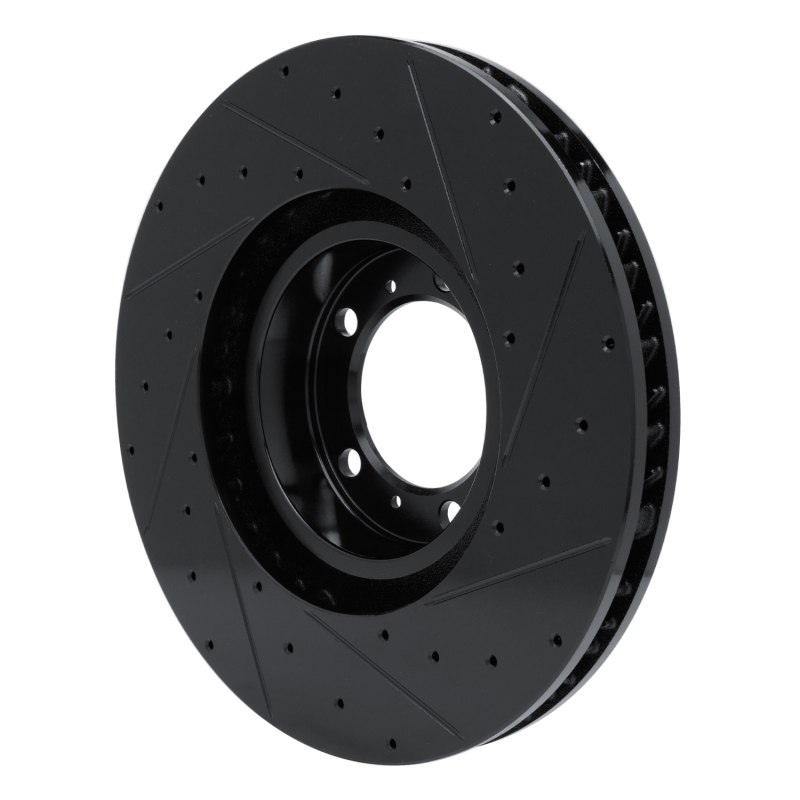 Picture of R1 10-24 Audi e-Tron GT Left Front Drilled & Slotted Black Brake Rotor