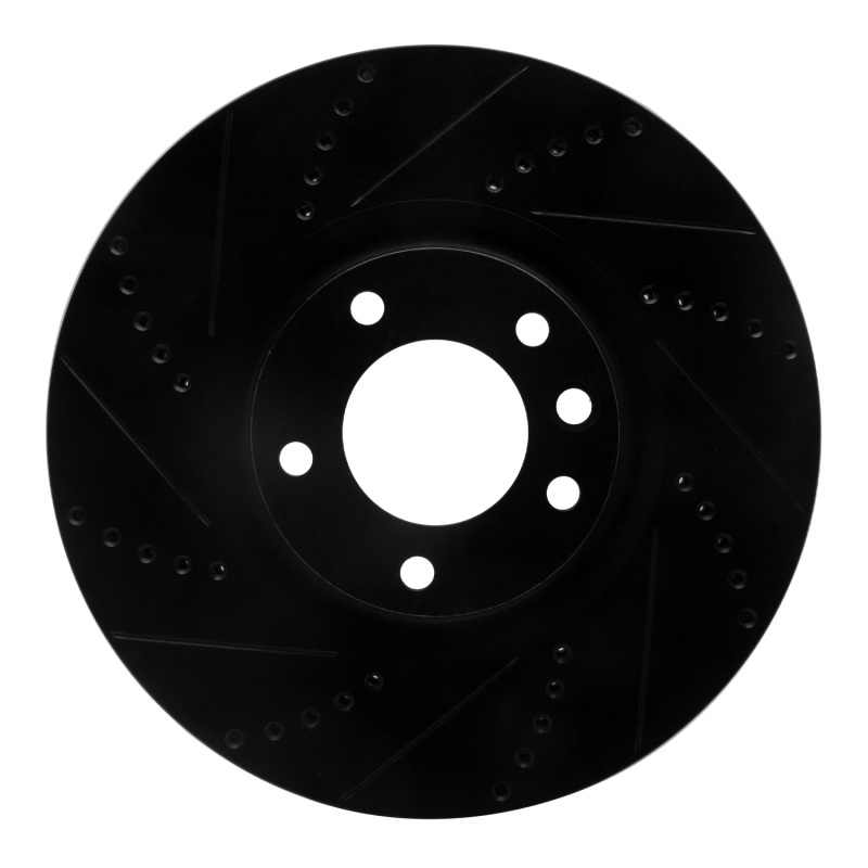 Picture of R1 08-09 Porsche Cayenne Front Left Drilled & Slotted Black Brake Rotor