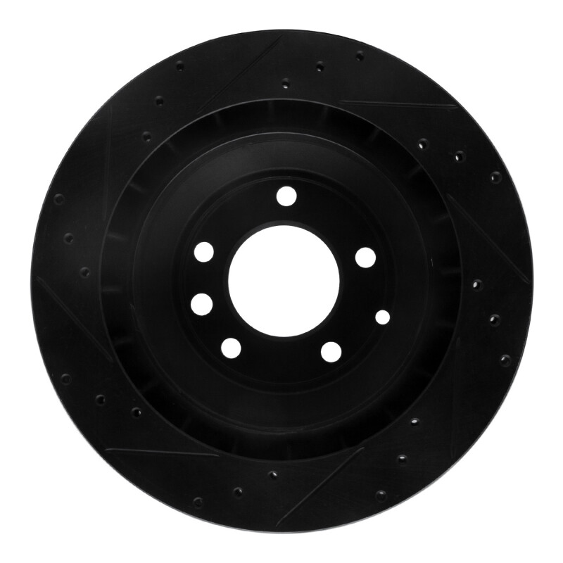 Picture of R1 05-18 Porsche Cayenne Rear Right Drilled & Slotted Black Brake Rotor