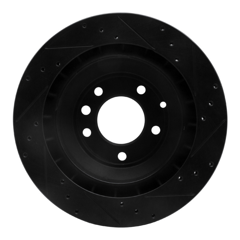 Picture of R1 05-18 Porsche Cayenne Rear Left Drilled & Slotted Black Brake Rotor