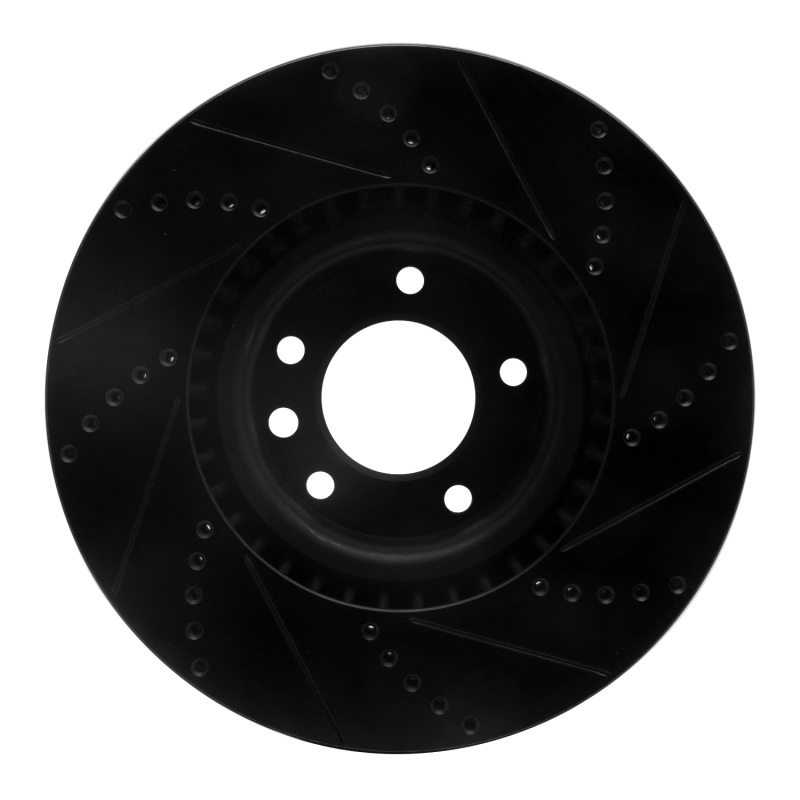 Picture of R1 08-09 Porsche Cayenne Front Left Drilled & Slotted Black Brake Rotor