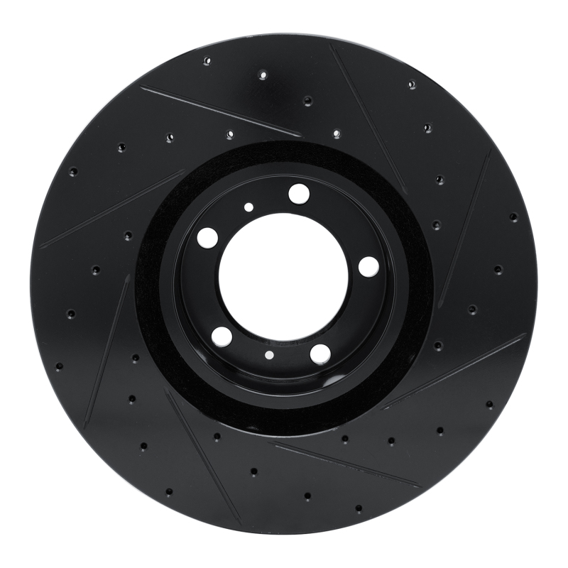 Picture of R1 10-24 Audi e-Tron GT Left Front Drilled & Slotted Black Brake Rotor