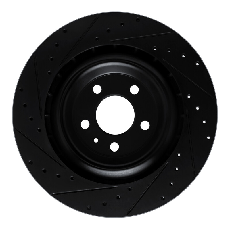 Picture of R1 15-18 Porsche Macan Rear Right Drilled & Slotted Black Brake Rotor