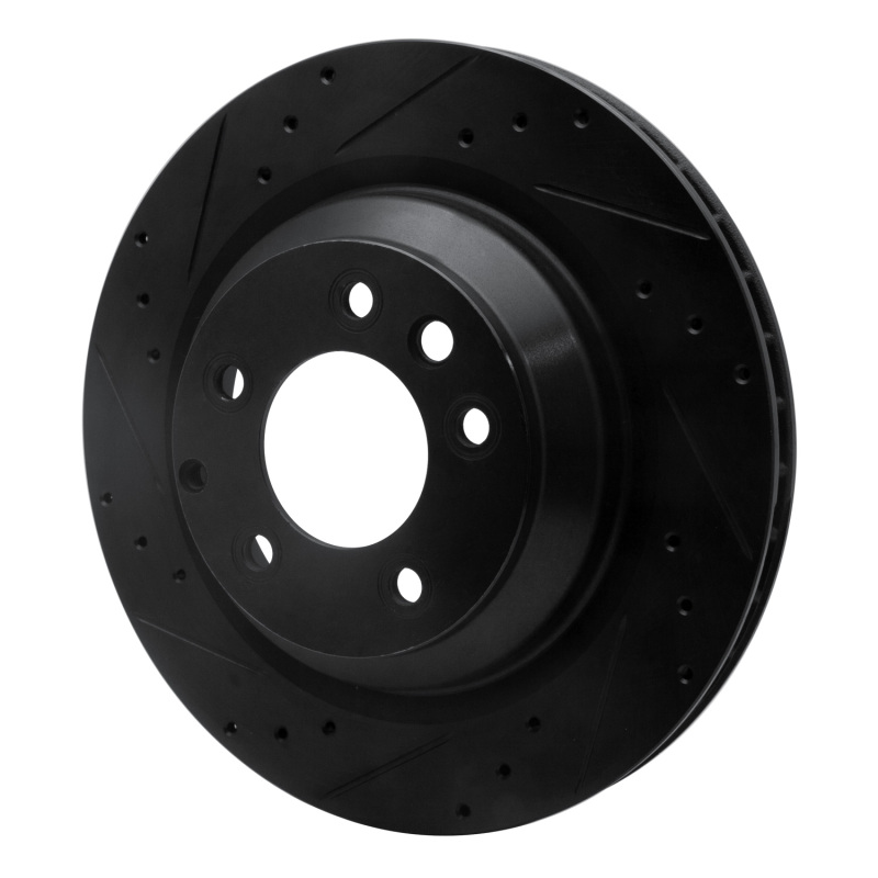 Picture of R1 05-18 Porsche Cayenne Rear Left Drilled & Slotted Black Brake Rotor