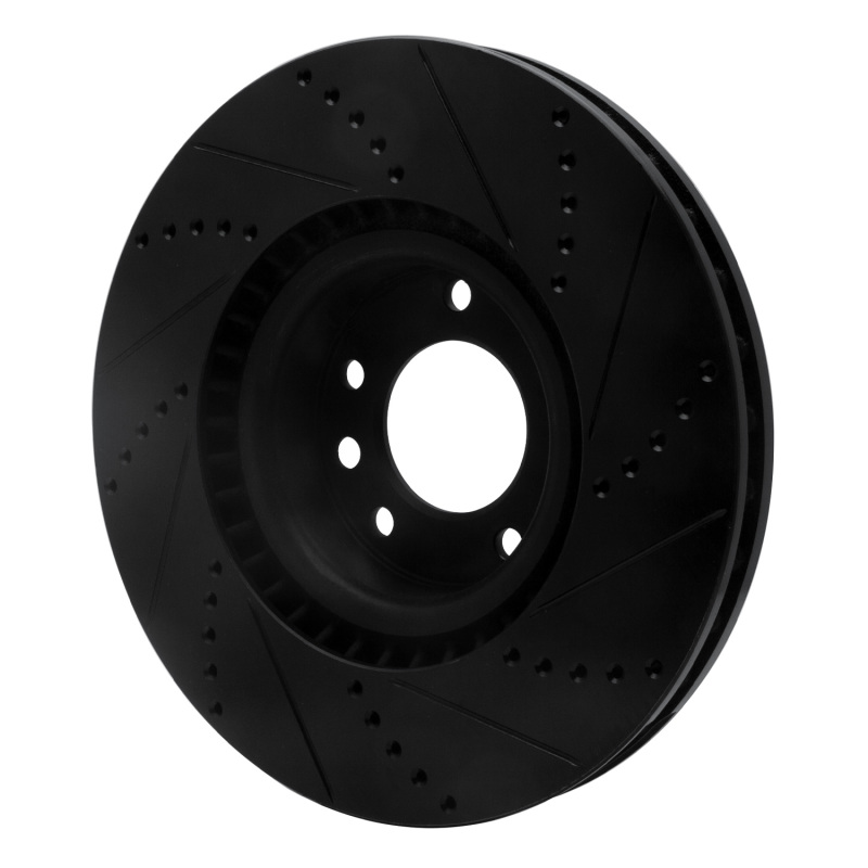 Picture of R1 08-09 Porsche Cayenne Front Left Drilled & Slotted Black Brake Rotor
