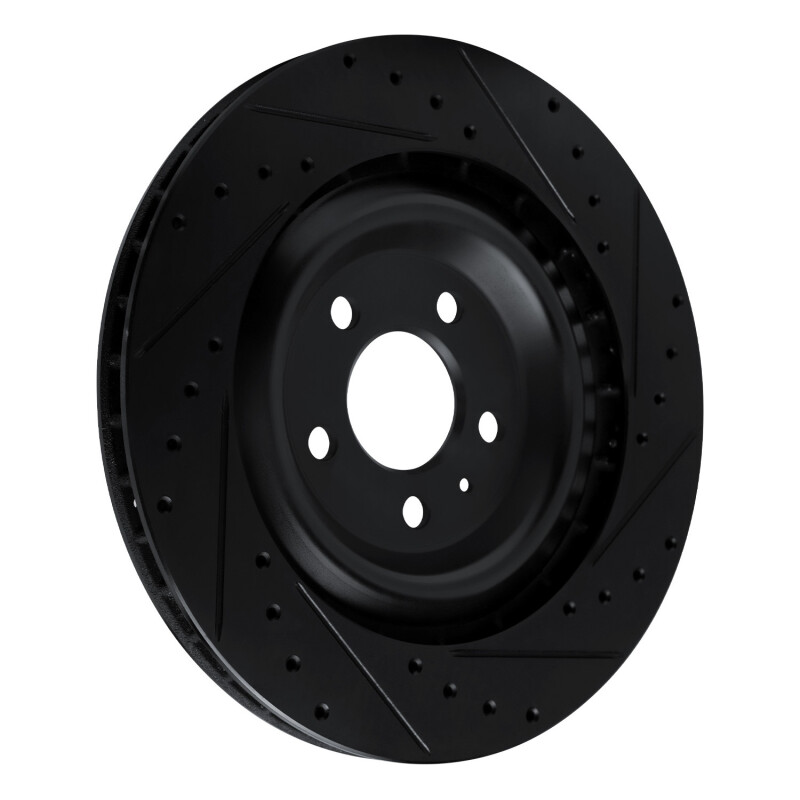 Picture of R1 15-18 Porsche Macan Rear Right Drilled & Slotted Black Brake Rotor