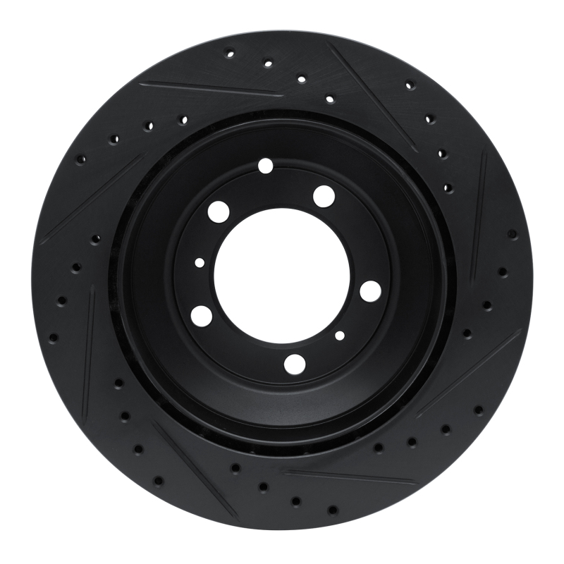 Picture of R1 -23 Porsche Cayenne Rear Left Drilled & Slotted Black Brake Rotor