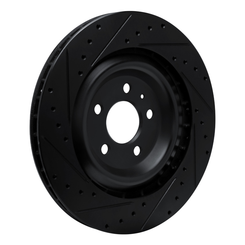 Picture of R1 15-18 Porsche Macan Rear Left Drilled & Slotted Black Brake Rotor