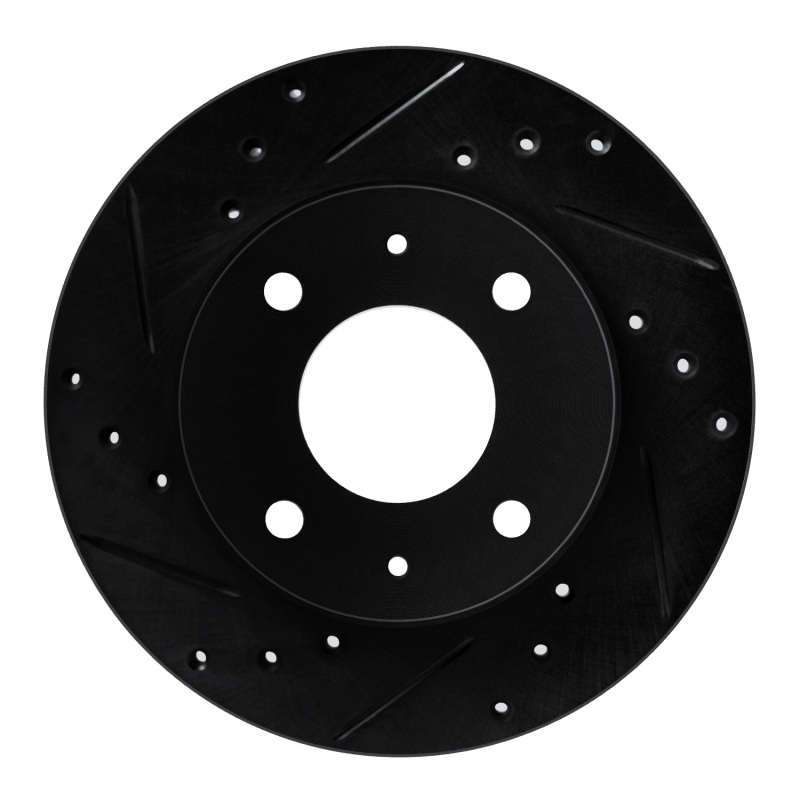 Picture of R1 89-98 Hyundai Sonata Front Left Drilled & Slotted Black Brake Rotor