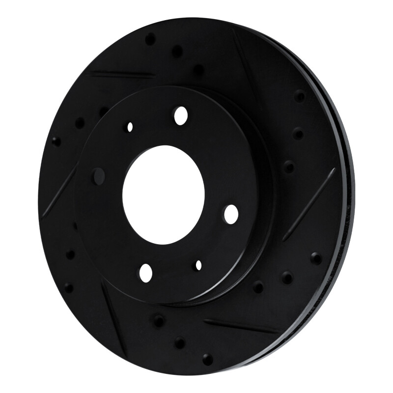 Picture of R1 89-98 Hyundai Sonata Front Right Drilled & Slotted Black Brake Rotor