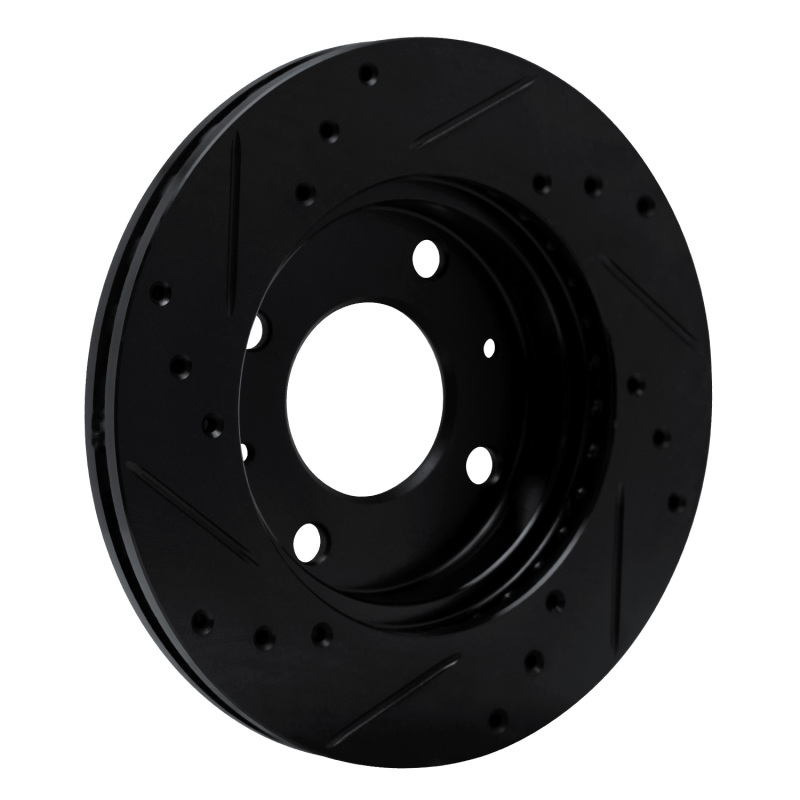 Picture of R1 89-98 Hyundai Sonata Front Left Drilled & Slotted Black Brake Rotor