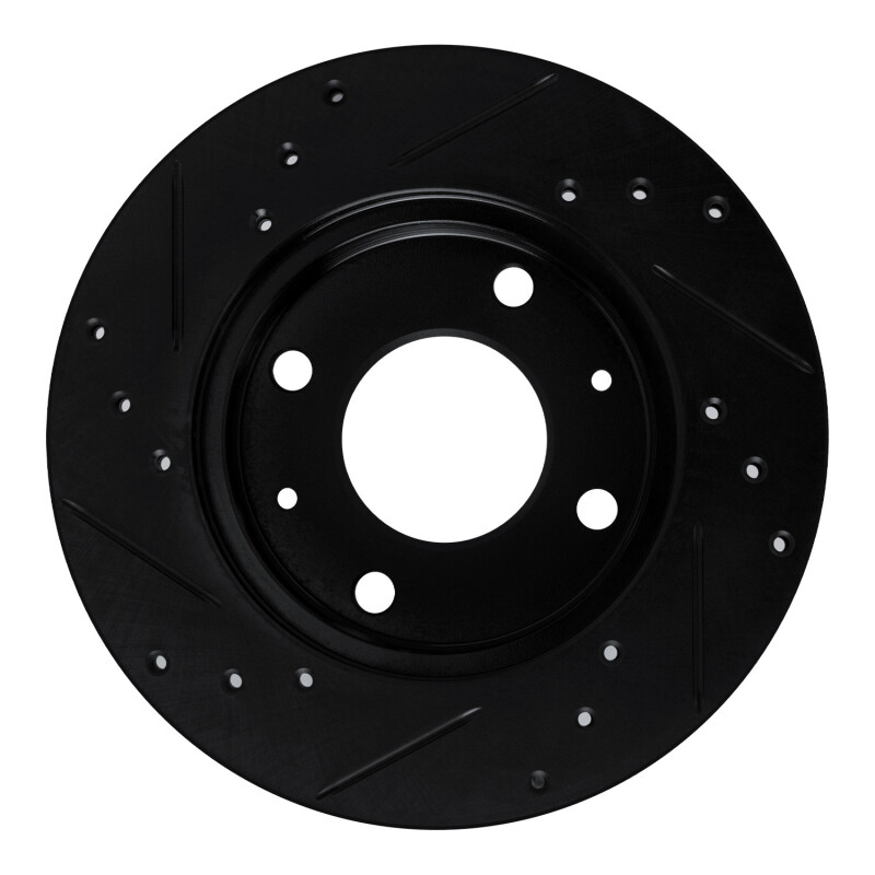 Picture of R1 89-98 Hyundai Sonata Front Right Drilled & Slotted Black Brake Rotor