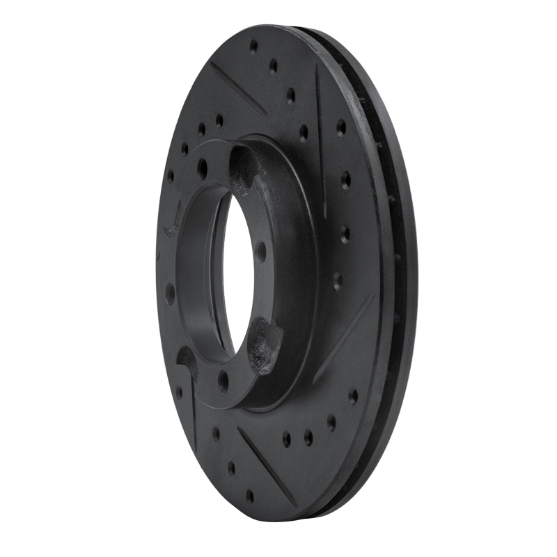 Picture of R1 87-99 Hyundai Excel Front Right Drilled & Slotted Black Brake Rotor