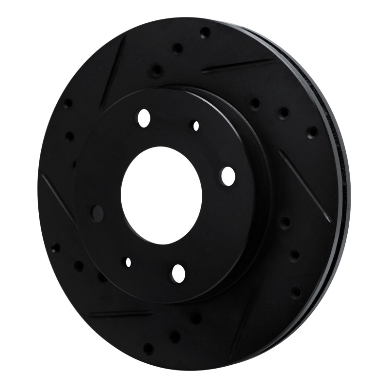 Picture of R1 89-98 Hyundai Sonata Front Left Drilled & Slotted Black Brake Rotor