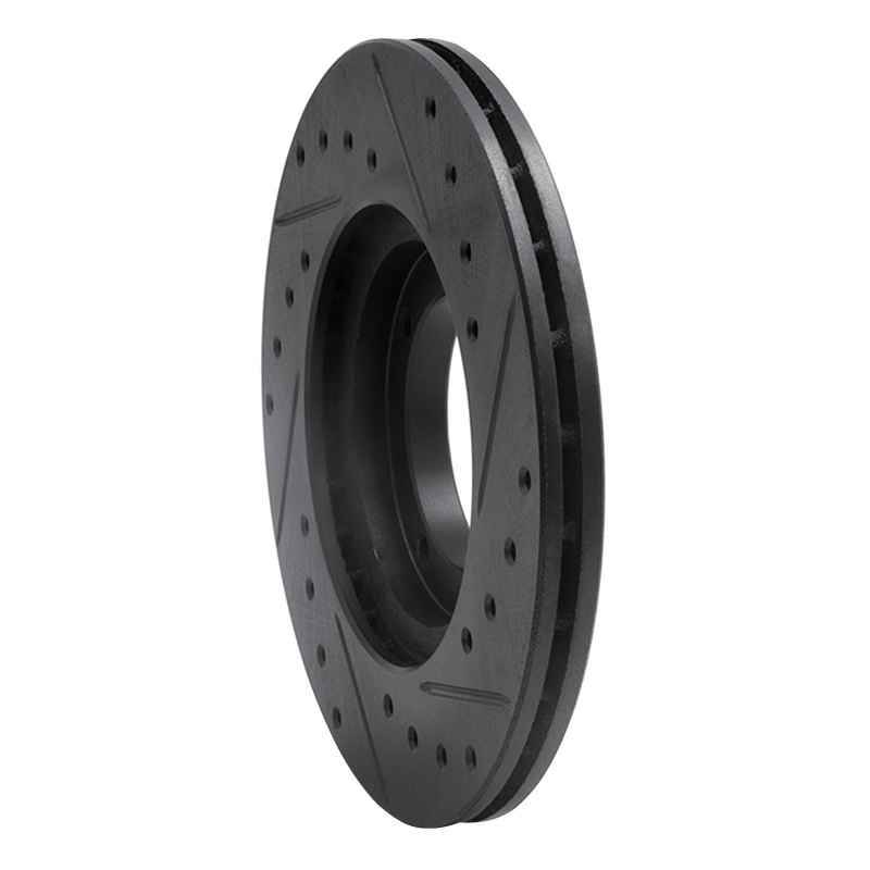Picture of R1 87-99 Hyundai Scoupe Front Left Drilled & Slotted Black Brake Rotor