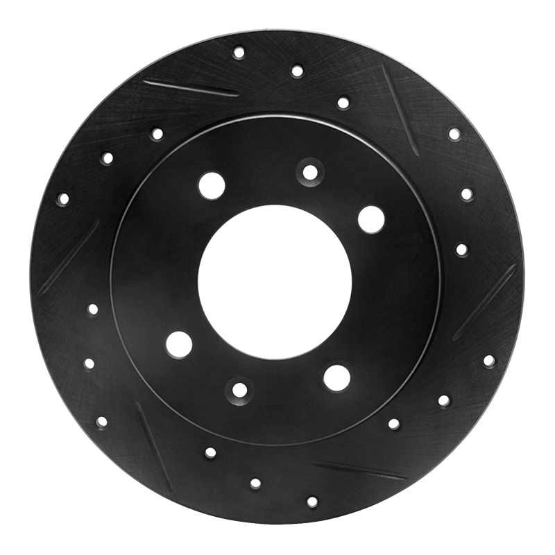 Picture of R1 97-06 Hyundai Tiburon Rear Right Drilled & Slotted Black Brake Rotor