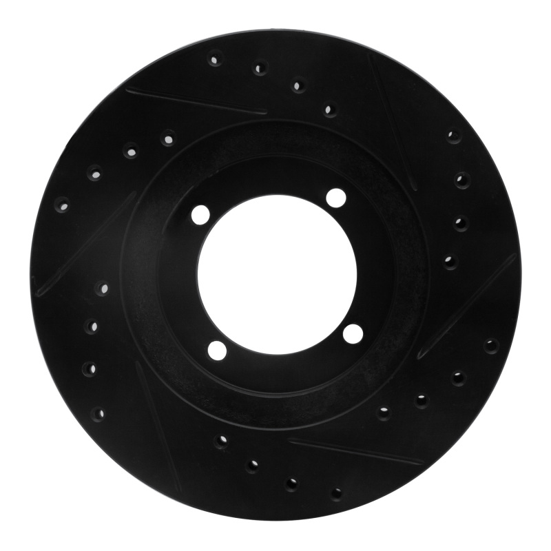Picture of R1 92-98 Hyundai Tiburon Front Left Drilled & Slotted Black Brake Rotor